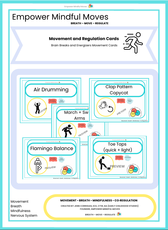 Brain Breaks and Energizers Movement Regualtion Cards