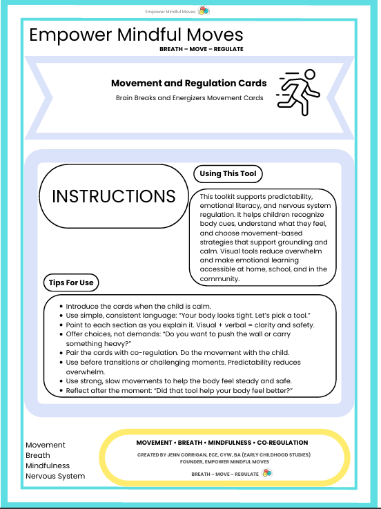 Brain Breaks and Energizers Movement Regualtion Cards