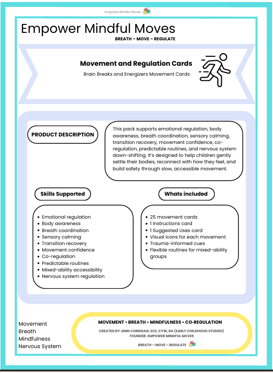 Brain Breaks and Energizers Movement Regualtion Cards
