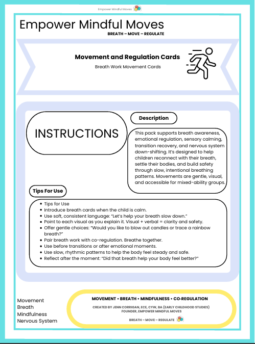 Breath Work Movement Regulation Cards