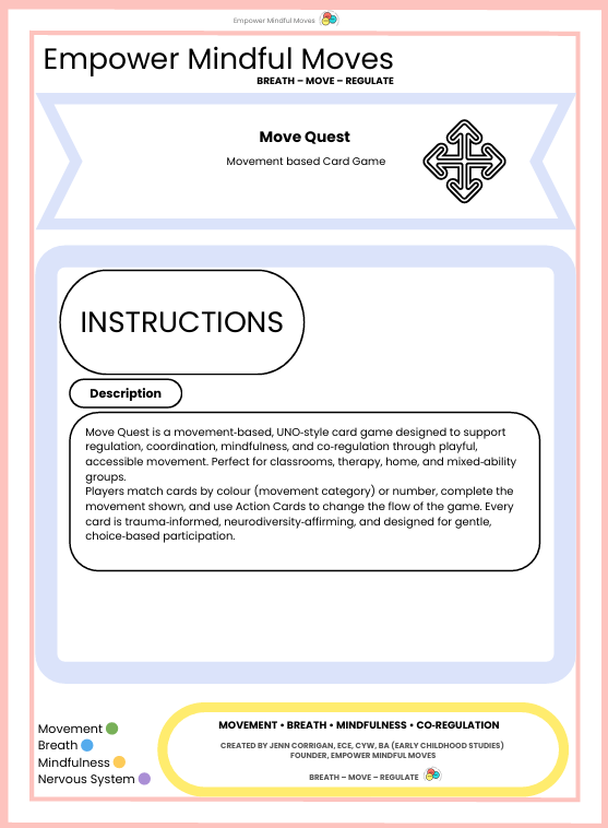 Move Quest Movement Regulation  Card Game
