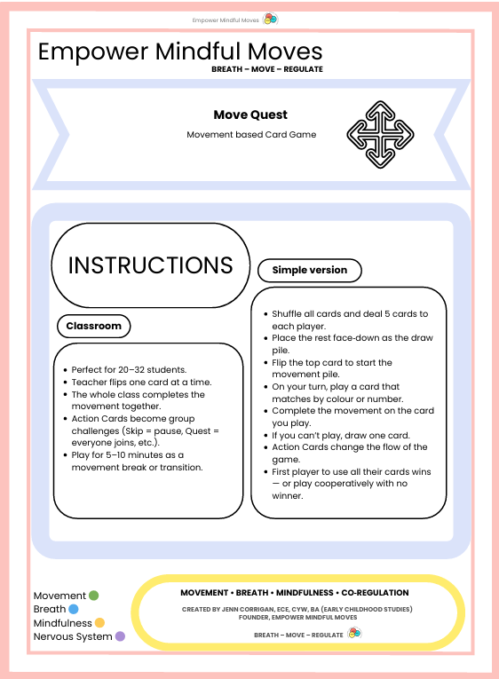 Move Quest Movement Regulation  Card Game