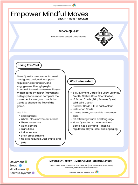 Move Quest Movement Regulation  Card Game