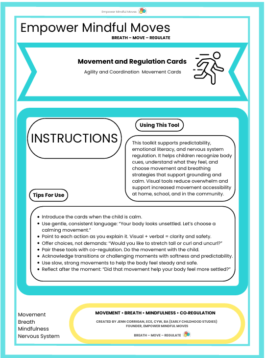 Agility and Coordination Movement Regulation Cards