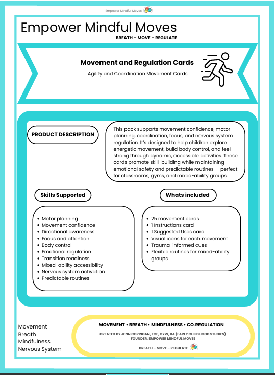 Agility and Coordination Movement Regulation Cards