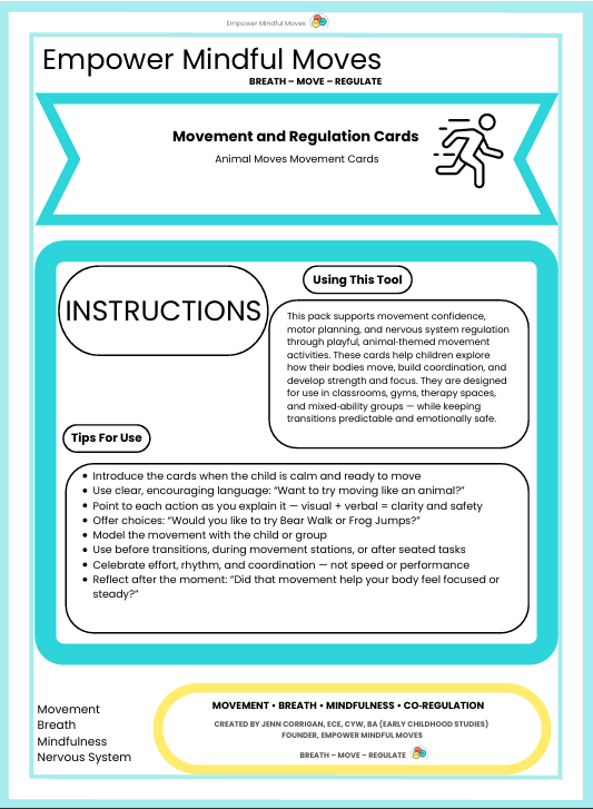 Animal Moves Movement Regulation Cards