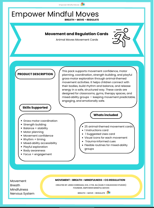 Animal Moves Movement Regulation Cards