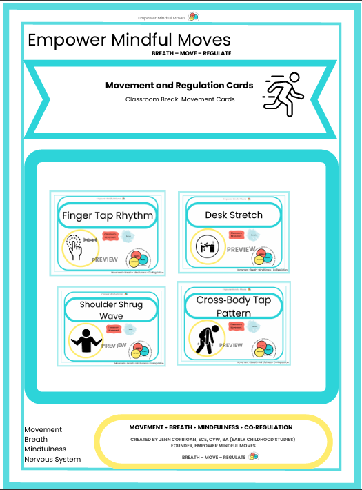 Classroom Breaks Movement Regulation Cards