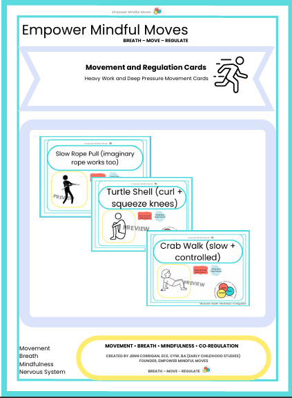 Heavy Work and Deep Pressure Movement Regulation Cards