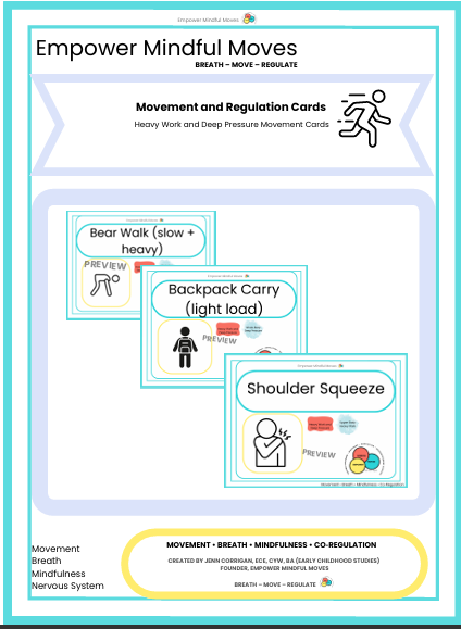 Heavy Work and Deep Pressure Movement Regulation Cards