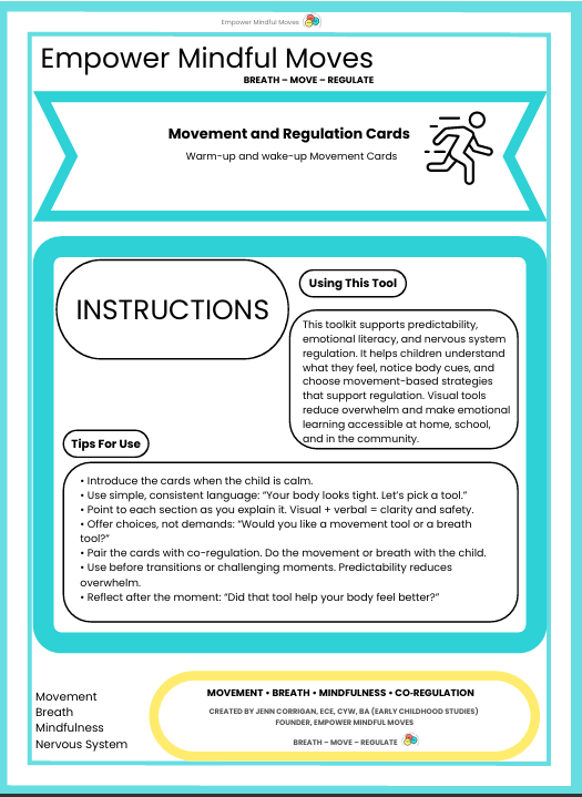 Warm-up and Wake-up Movement Regulation Cards