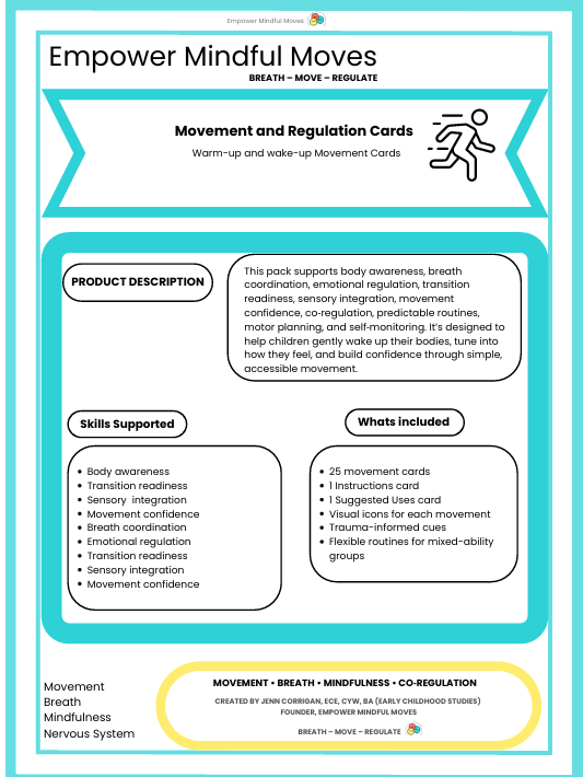 Warm-up and Wake-up Movement Regulation Cards