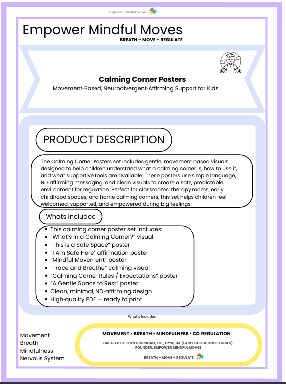 Calm Corner Posters 7 Pages