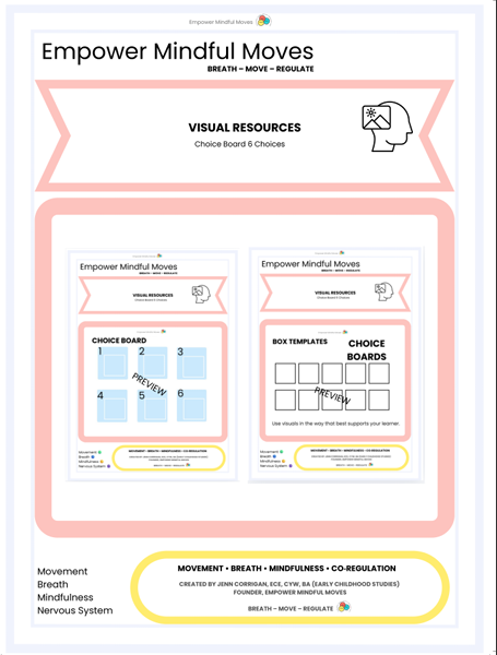 6 Choice Choice Board Visual Support