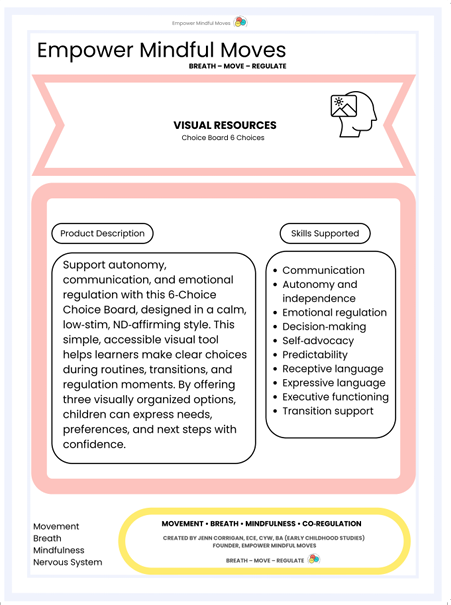 6 Choice Choice Board Visual Support