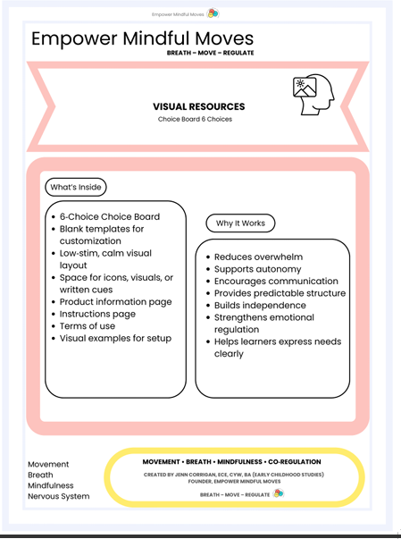6 Choice Choice Board Visual Support