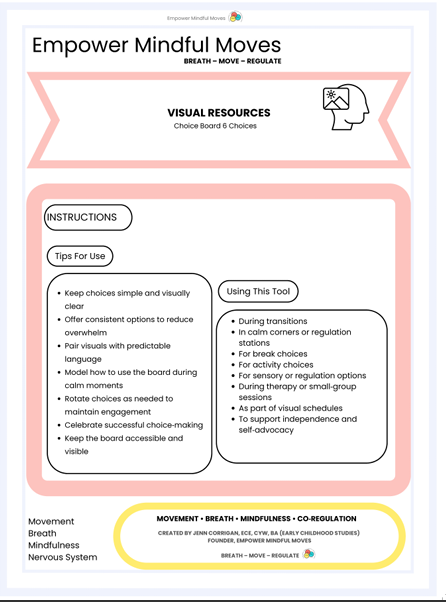 6 Choice Choice Board Visual Support