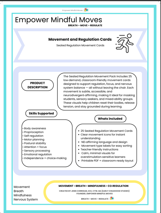 Seated Regulation Movement Cards