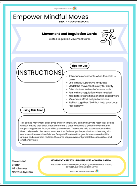 Seated Regulation Movement Cards