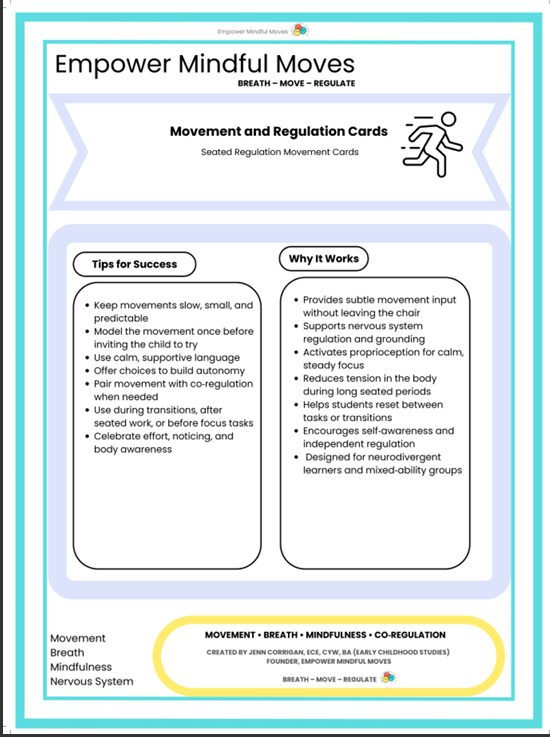 Seated Regulation Movement Cards
