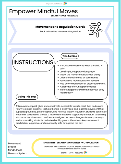 Back to Baseline Movement Regulation Cards