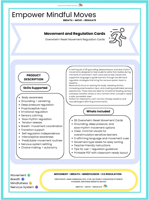 Overwhelm Reset Movement Regulation Cards