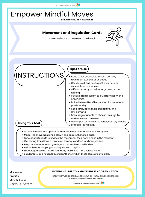Stress Release Movement Regulation Cards