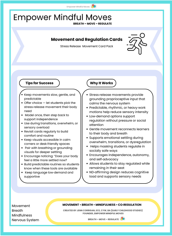 Stress Release Movement Regulation Cards