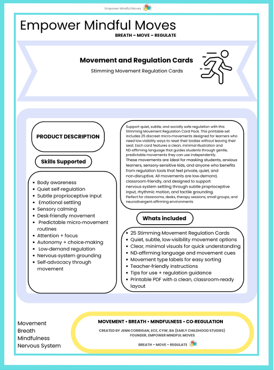 Stimming Movement Regulation Cards