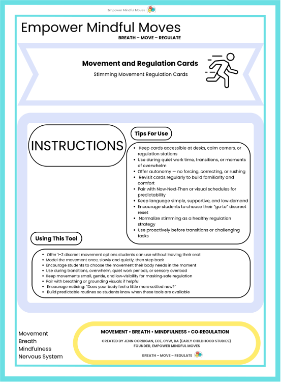 Stimming Movement Regulation Cards