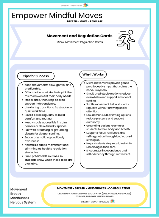 Micro‑Movement Regulation Cards | ND‑Affirming Calm Corner Tools