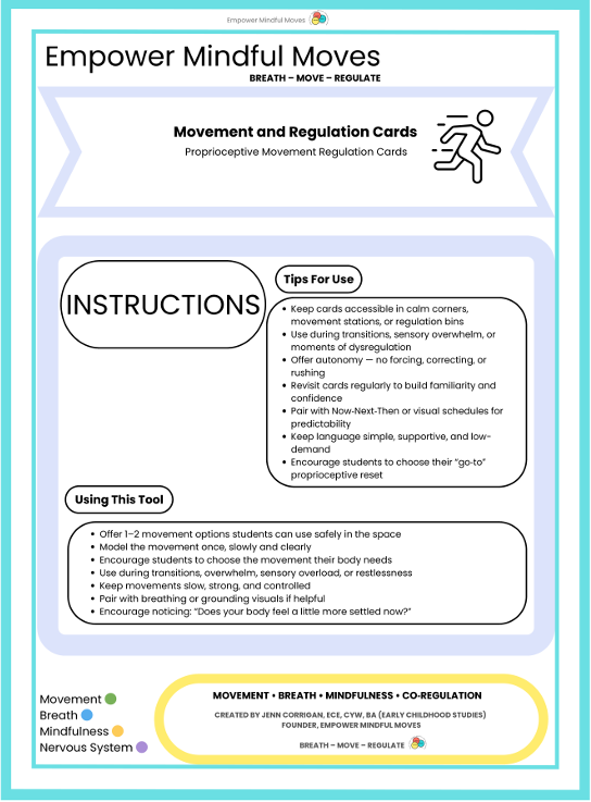 Proprioceptive Movement Regulation Cards
