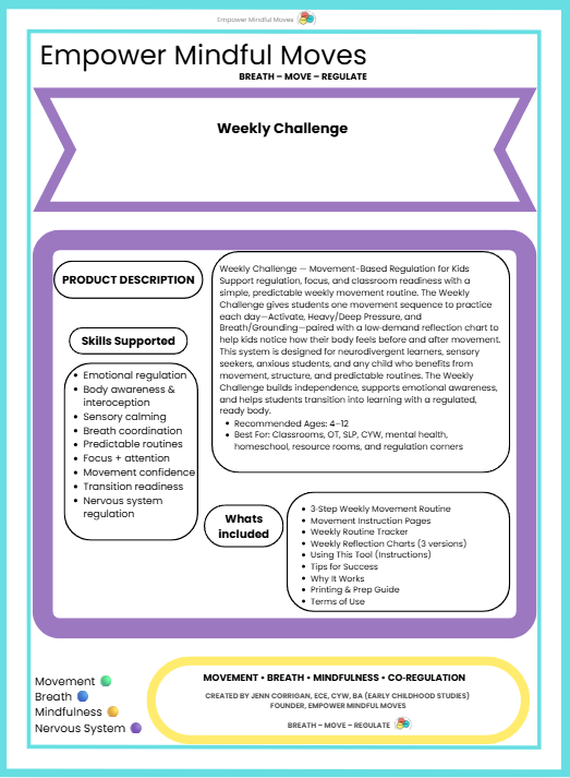 Weekly Challenge – Jump Rope • Wall Push Press • Toe Press + Lift | Movement‑Based Regulation Routine for Kids