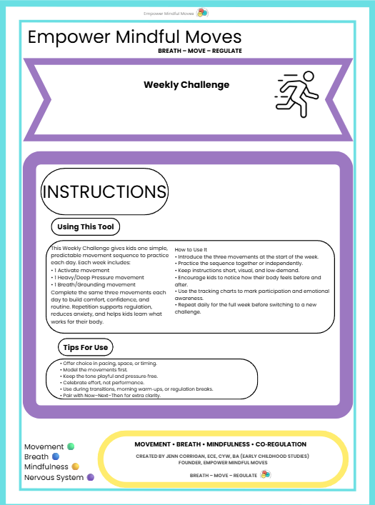 Weekly Challenge – Jump Rope • Wall Push Press • Toe Press + Lift | Movement‑Based Regulation Routine for Kids