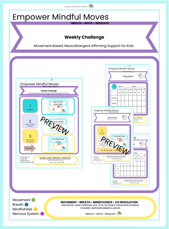 Weekly Challenge – Side‑to‑Side Body Wake, Glute Bridge, Shoulder Drop Exhale | Movement‑Based Regulation for Kids