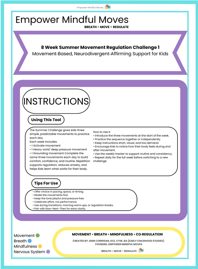 16‑Week Movement & Regulation Challenge Bundle (Activate • Heavy Work • Breath) | Neurodivergent‑Affirming Routines for Kids