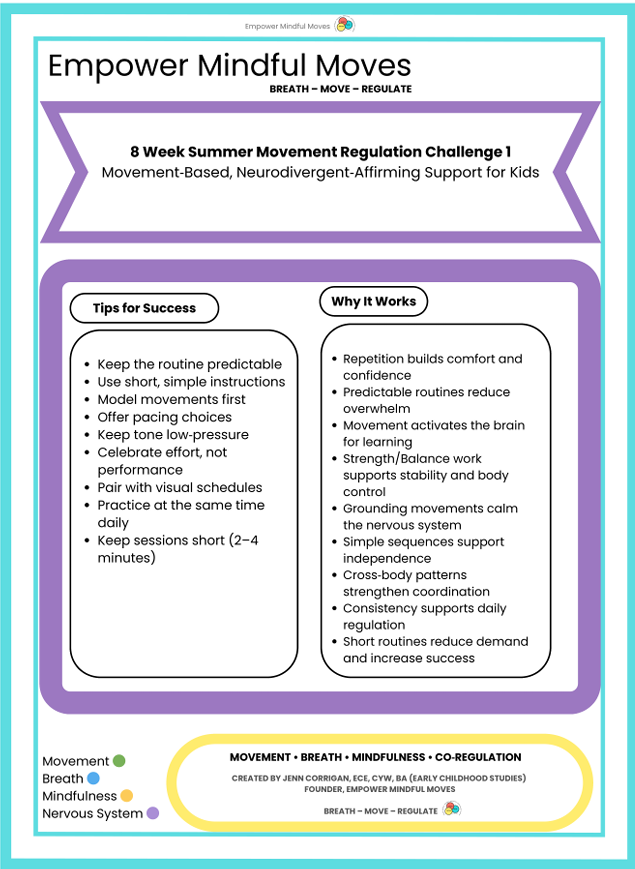 8‑Week Summer Movement Regulation Challenge | Daily Movement Routine for Kids | Sensory + Emotional Regulation