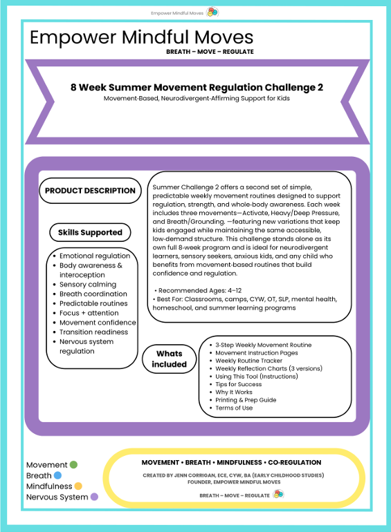 16‑Week Movement & Regulation Challenge Bundle (Activate • Heavy Work • Breath) | Neurodivergent‑Affirming Routines for Kids