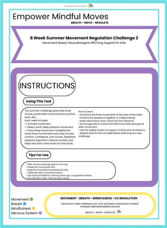 8‑Week Summer Movement Regulation Challenge 2 | Daily Movement Routine for Kids | Sensory + Emotional Regulation
