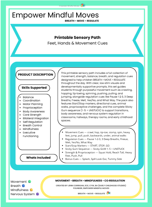 Calming Bundle: Movement Regulation Tools + Sensory Path | ND‑Affirming Regulation Supports for Kids