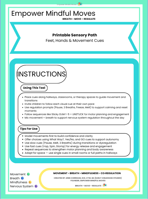 Calming Bundle: Movement Regulation Tools + Sensory Path | ND‑Affirming Regulation Supports for Kids