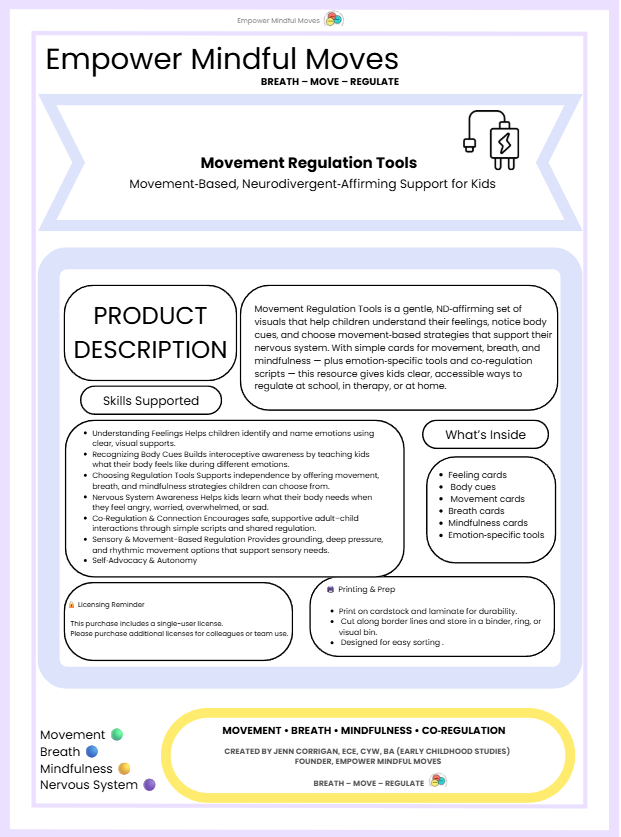 Calming Bundle: Movement Regulation Tools + Sensory Path | ND‑Affirming Regulation Supports for Kids