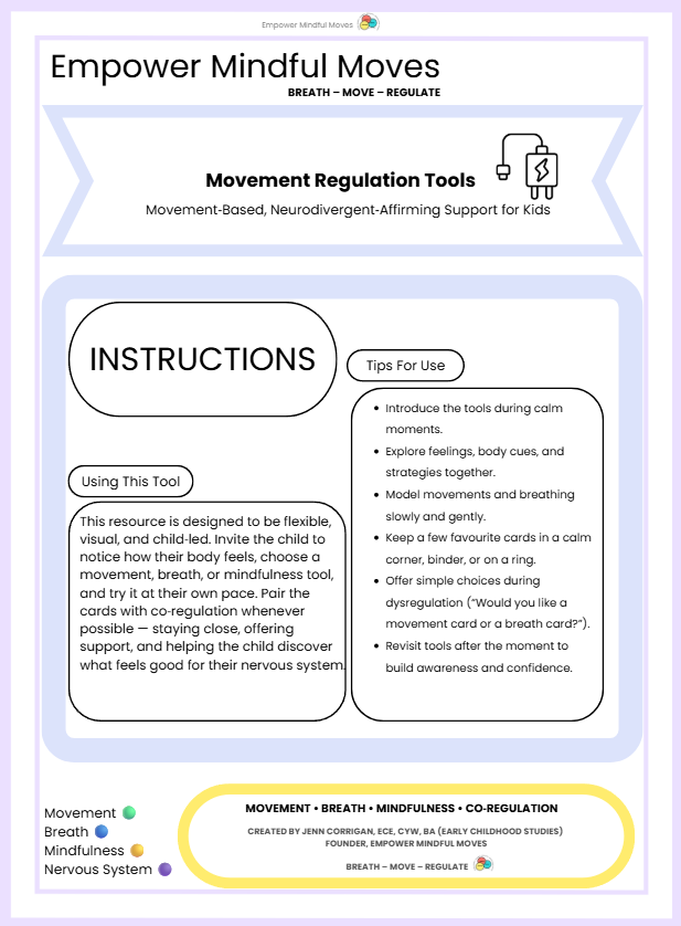 Calming Bundle: Movement Regulation Tools + Sensory Path | ND‑Affirming Regulation Supports for Kids