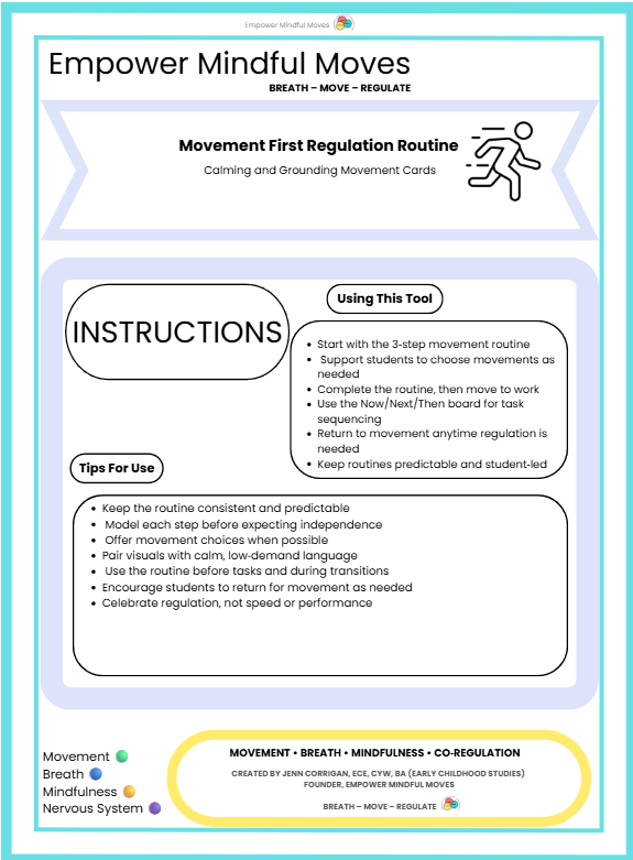 Calming Bundle – Movement First Routine + Sensory Path | Sensory Regulation Tools for ADHD, Autism, OT & Classrooms