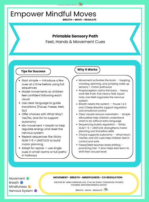 Calming Bundle – Movement First Routine + Sensory Path | Sensory Regulation Tools for ADHD, Autism, OT & Classrooms