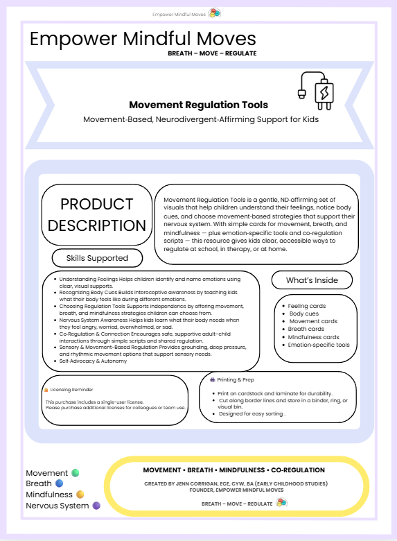 Reset Starter Bundle – Movement Regulation Tools + Overwhelm Reset + Back to Baseline + Stress & Tension Release + 3‑Choice Board | ND‑Affirming Regulation Tools for Home & Classroom