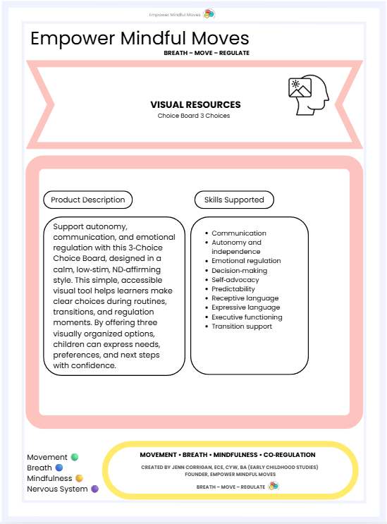 Reset Starter Bundle – Movement Regulation Tools + Overwhelm Reset + Back to Baseline + Stress & Tension Release + 3‑Choice Board | ND‑Affirming Regulation Tools for Home & Classroom
