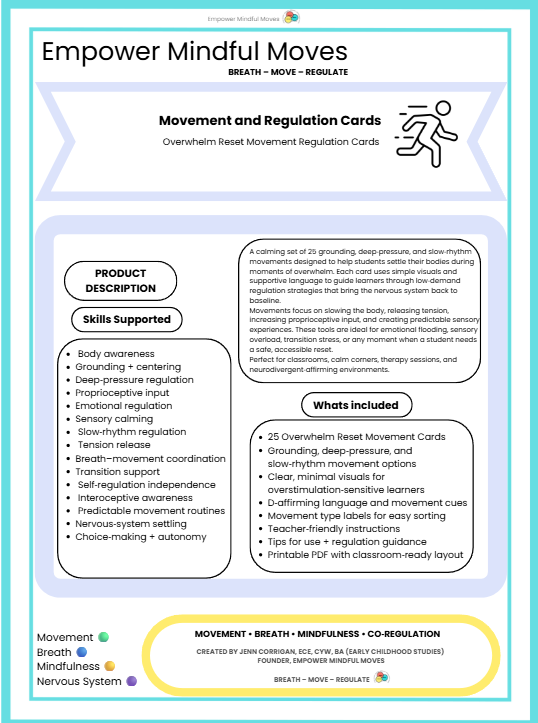 Reset Starter Bundle – Movement Regulation Tools + Overwhelm Reset + Back to Baseline + Stress & Tension Release + 3‑Choice Board | ND‑Affirming Regulation Tools for Home & Classroom