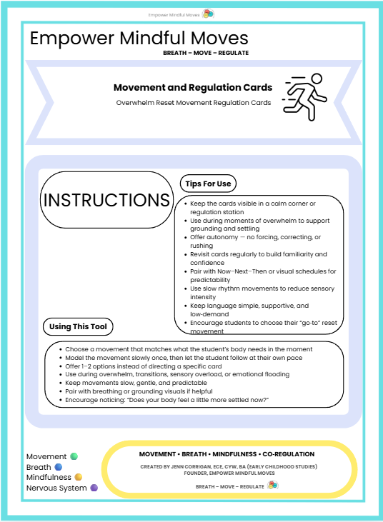 Reset Starter Bundle – Movement Regulation Tools + Overwhelm Reset + Back to Baseline + Stress & Tension Release + 3‑Choice Board | ND‑Affirming Regulation Tools for Home & Classroom
