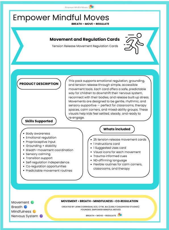Reset Starter Bundle – Movement Regulation Tools + Overwhelm Reset + Back to Baseline + Stress & Tension Release + 3‑Choice Board | ND‑Affirming Regulation Tools for Home & Classroom
